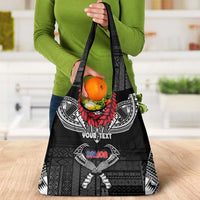 Personalized Talofa Samoa Grocery Bag Ulafala With Toa Nifo'oti - Black