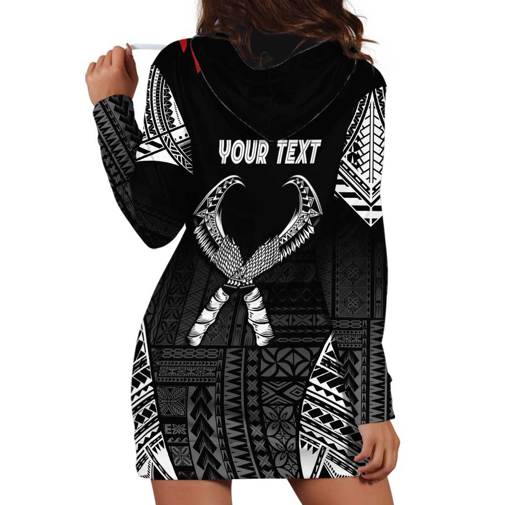 Personalized Talofa Samoa Hoodie Dress Ulafala With Toa Nifo'oti - Black
