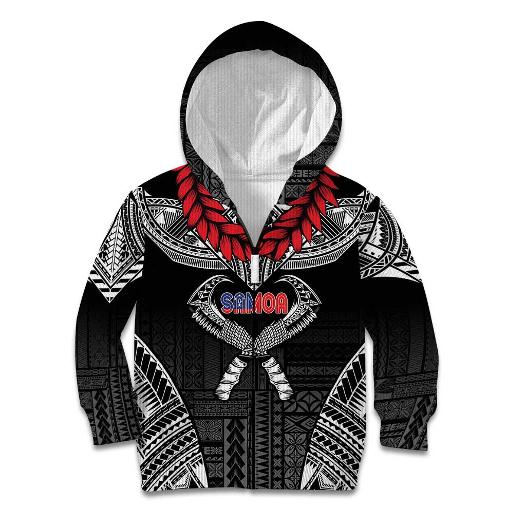 Personalized Talofa Samoa Kid Hoodie Ulafala With Toa Nifo'oti - Black LT7 Zip Hoodie Black - Polynesian Pride