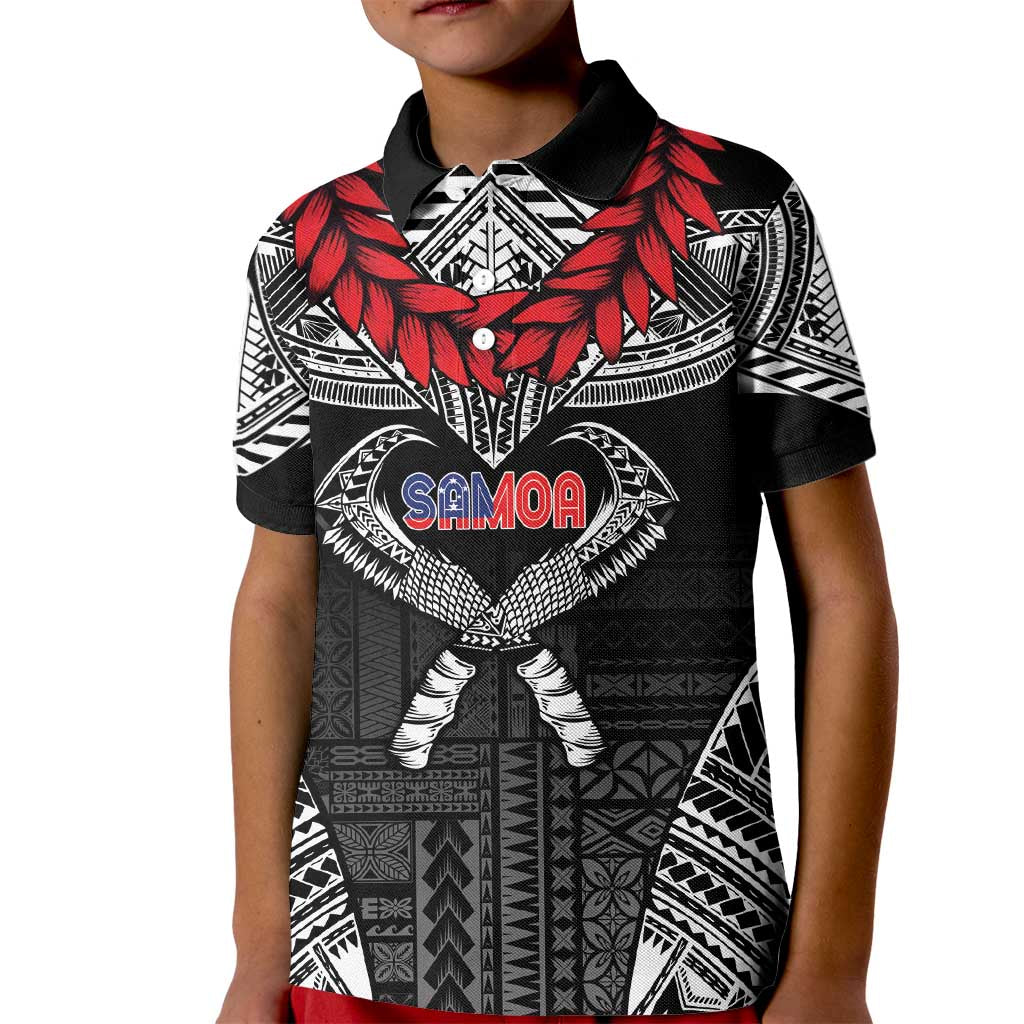 Personalized Talofa Samoa Kid Polo Shirt Ulafala With Toa Nifo'oti - Black LT7 Kid Black - Polynesian Pride