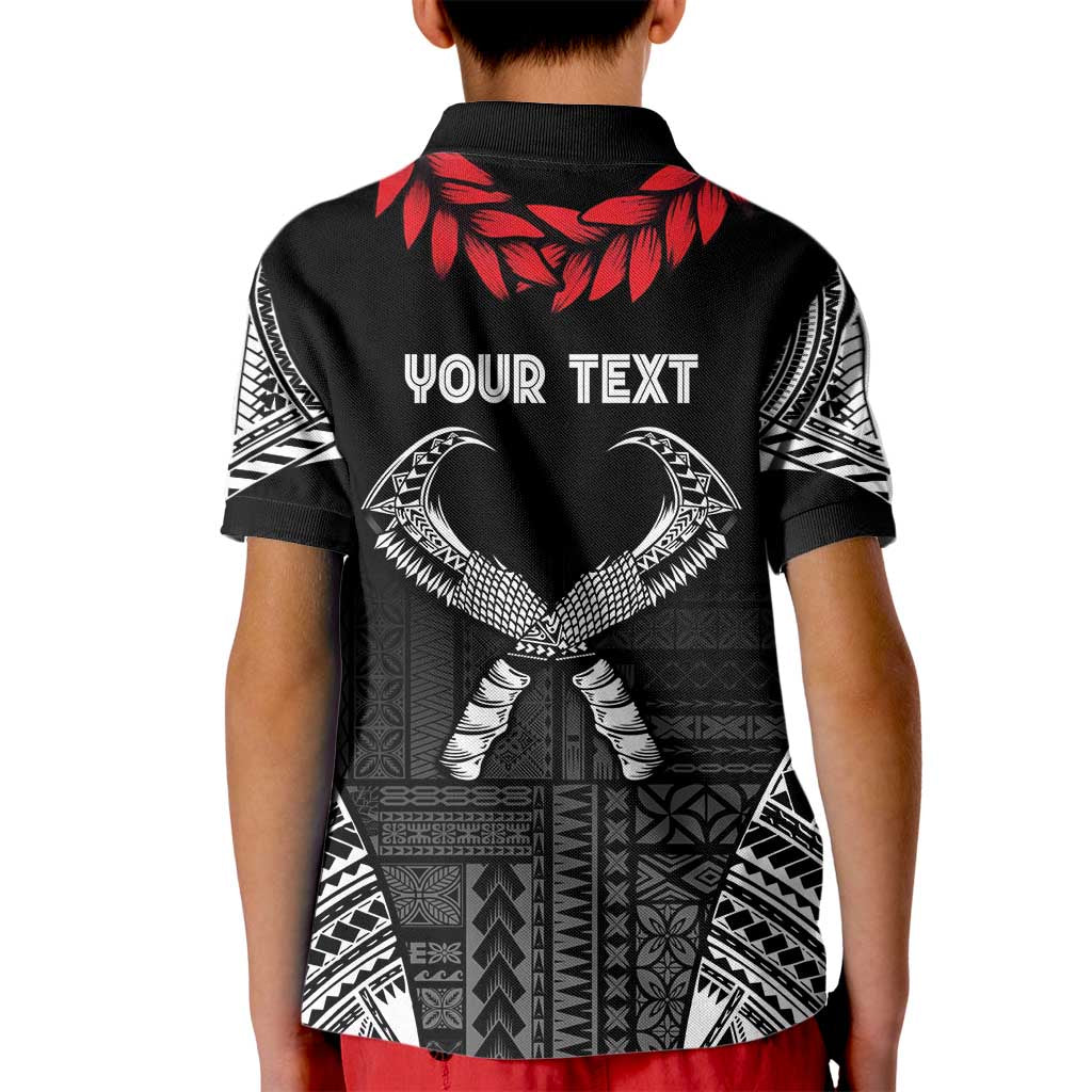 Personalized Talofa Samoa Kid Polo Shirt Ulafala With Toa Nifo'oti - Black LT7 - Polynesian Pride