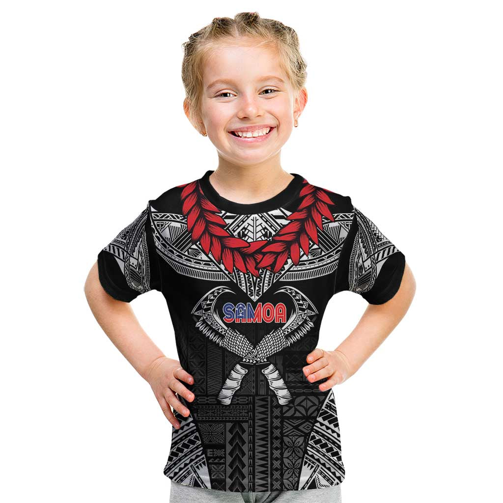Personalized Talofa Samoa Kid T Shirt Ulafala With Toa Nifo'oti - Black