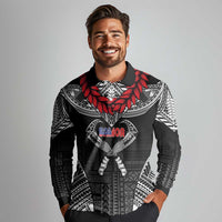 Personalized Talofa Samoa Long Sleeve Polo Shirt Ulafala With Toa Nifo'oti - Black LT7 - Polynesian Pride