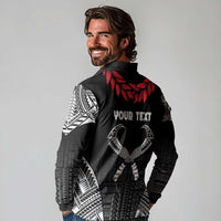 Personalized Talofa Samoa Long Sleeve Polo Shirt Ulafala With Toa Nifo'oti - Black LT7 - Polynesian Pride