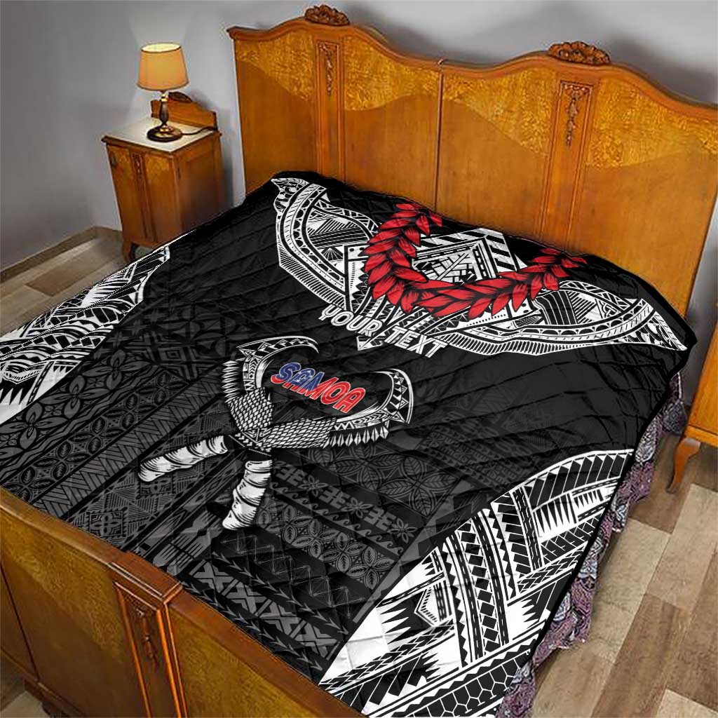 Personalized Talofa Samoa Quilt Ulafala With Toa Nifo'oti - Black
