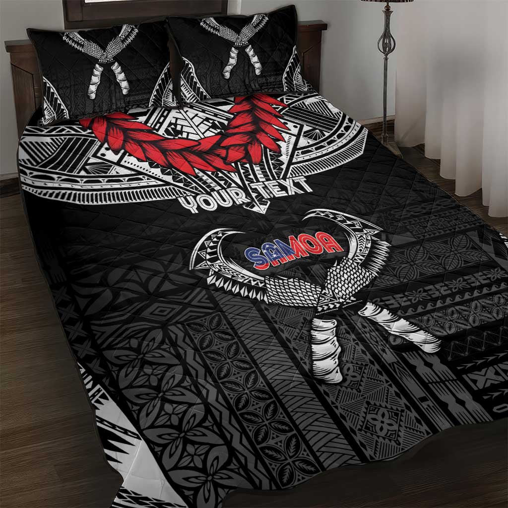 Personalized Talofa Samoa Quilt Bed Set Ulafala With Toa Nifo'oti - Black