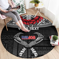 Personalized Talofa Samoa Round Carpet Ulafala With Toa Nifo'oti - Black
