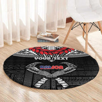 Personalized Talofa Samoa Round Carpet Ulafala With Toa Nifo'oti - Black