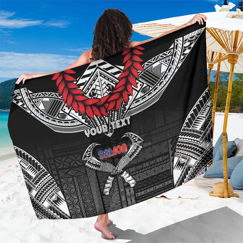 Personalized Talofa Samoa Sarong Ulafala With Toa Nifo'oti - Black