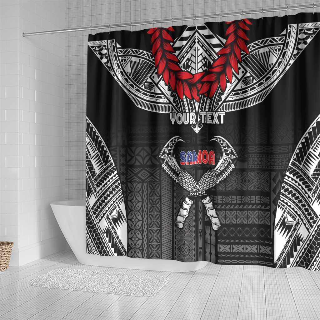 Personalized Talofa Samoa Shower Curtain Ulafala With Toa Nifo'oti - Black
