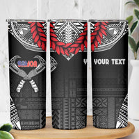 Personalized Talofa Samoa Skinny Tumbler Ulafala With Toa Nifo'oti - Black
