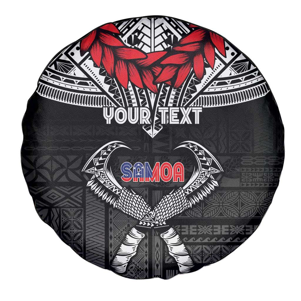 Personalized Talofa Samoa Spare Tire Cover Ulafala With Toa Nifo'oti - Black