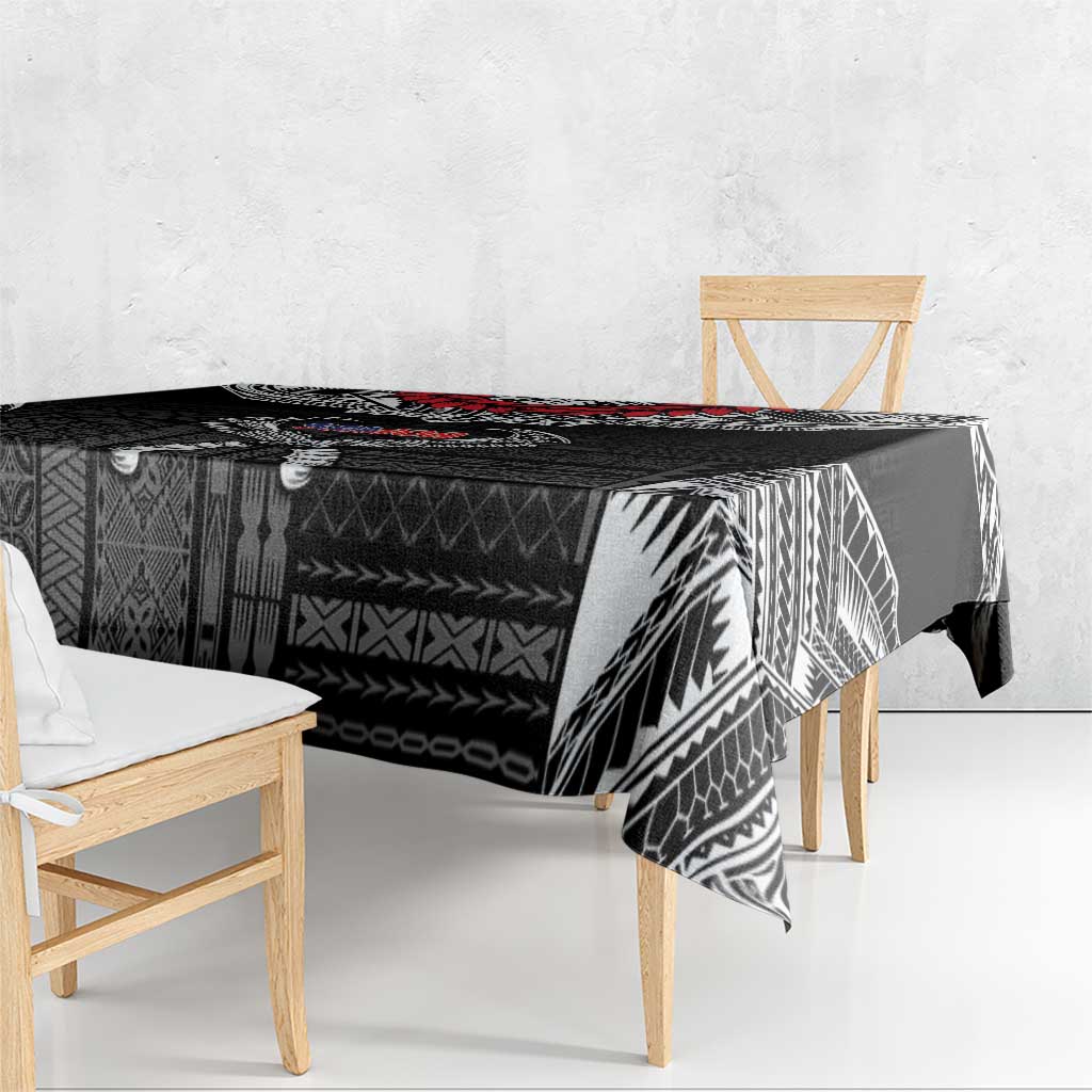 Personalized Talofa Samoa Tablecloth Ulafala With Toa Nifo'oti - Black