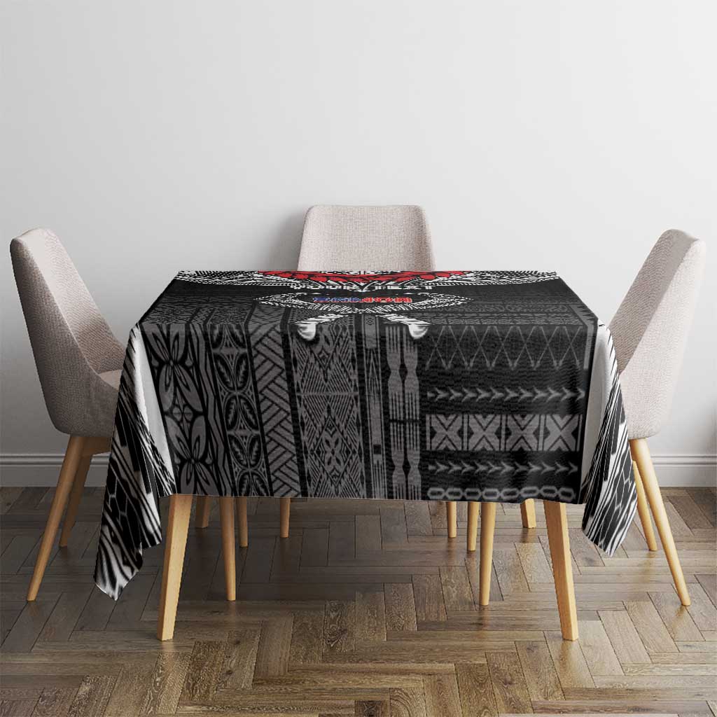 Personalized Talofa Samoa Tablecloth Ulafala With Toa Nifo'oti - Black
