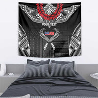 Personalized Talofa Samoa Tapestry Ulafala With Toa Nifo'oti - Black