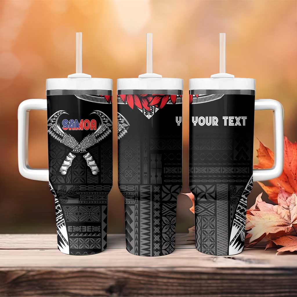 Personalized Talofa Samoa Tumbler With Handle Ulafala With Toa Nifo'oti - Black