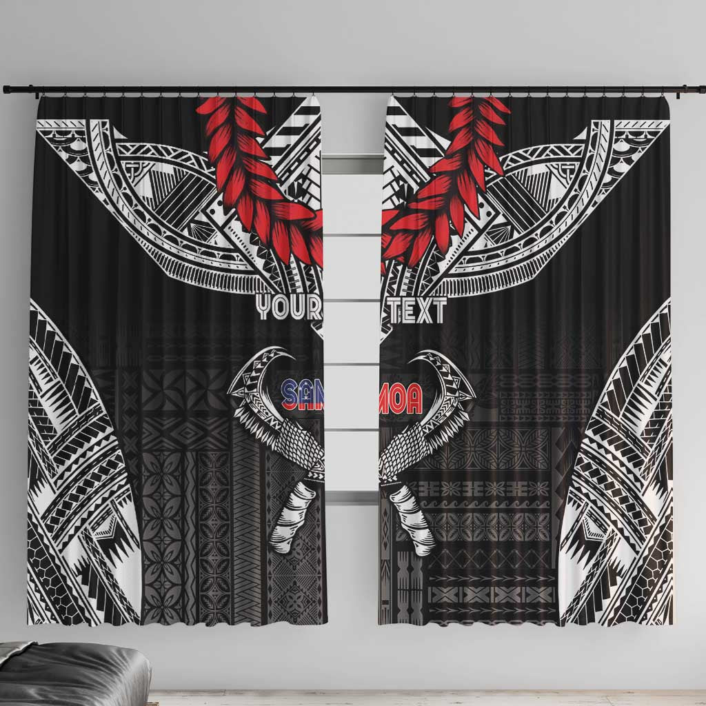 Personalized Talofa Samoa Window Curtain Ulafala With Toa Nifo'oti - Black