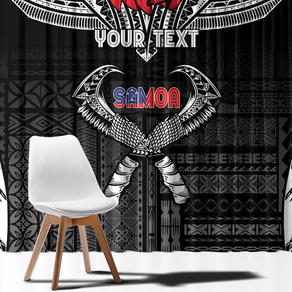Personalized Talofa Samoa Window Curtain Ulafala With Toa Nifo'oti - Black