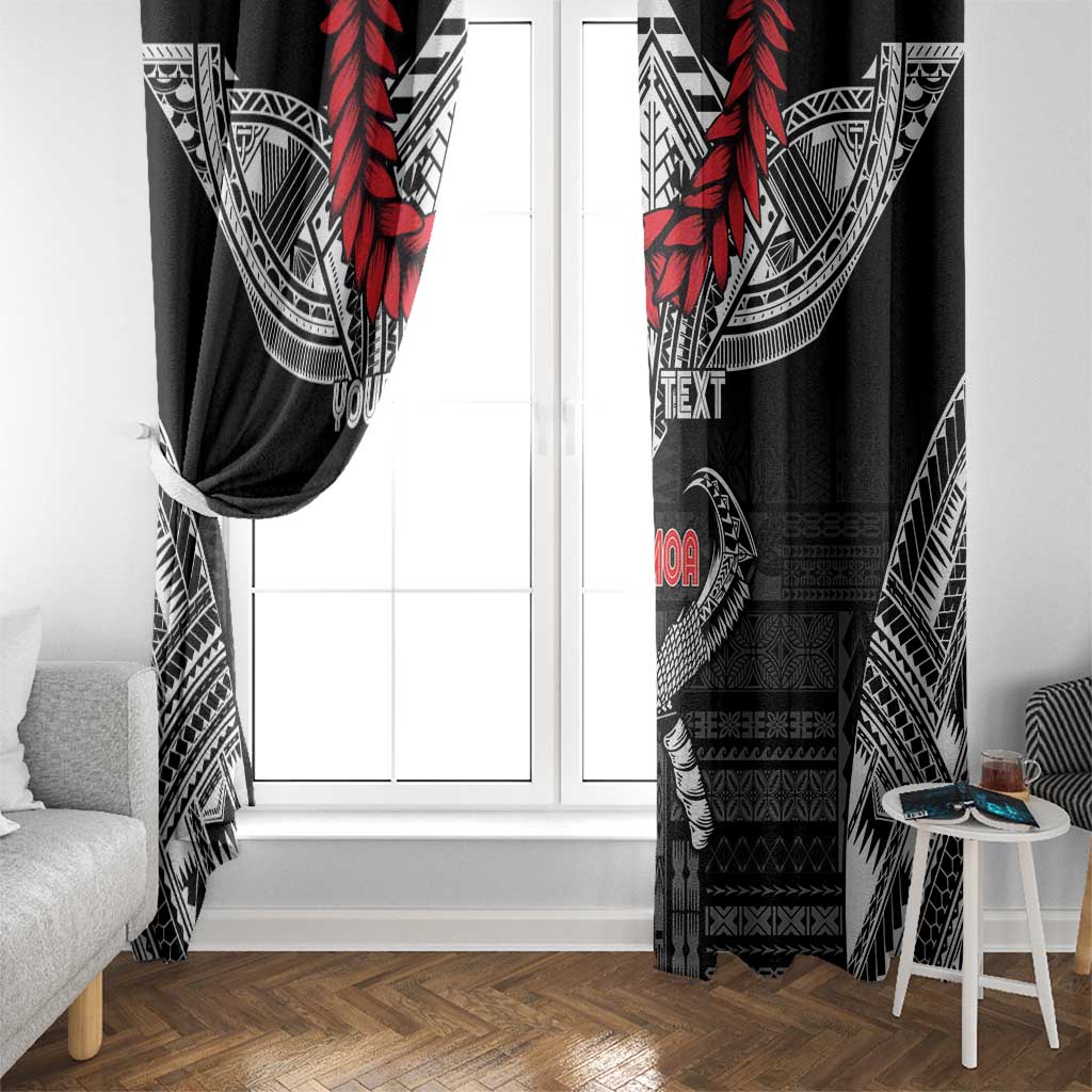 Personalized Talofa Samoa Window Curtain Ulafala With Toa Nifo'oti - Black