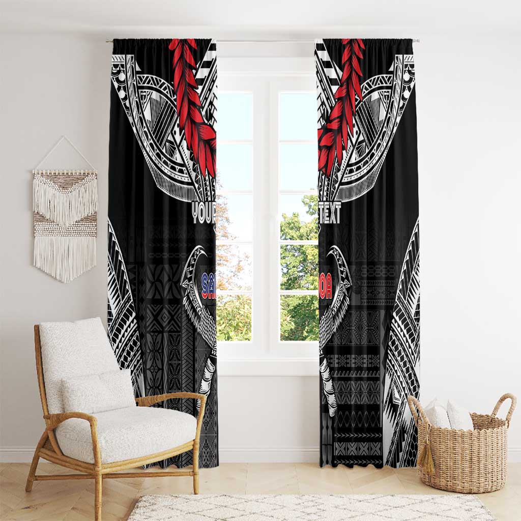 Personalized Talofa Samoa Window Curtain Ulafala With Toa Nifo'oti - Black