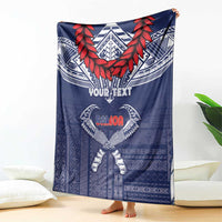 Personalized Talofa Samoa Blanket Ulafala With Toa Nifo'oti - Blue