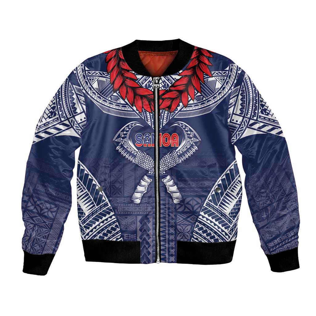Personalized Talofa Samoa Bomber Jacket Ulafala With Toa Nifo'oti - Blue