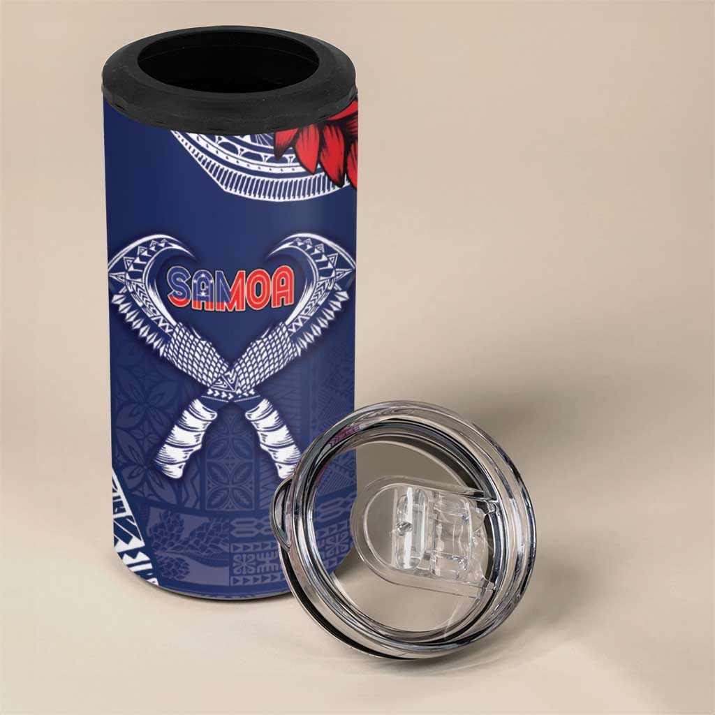 Personalized Talofa Samoa 4 in 1 Can Cooler Tumbler Ulafala With Toa Nifo'oti - Blue