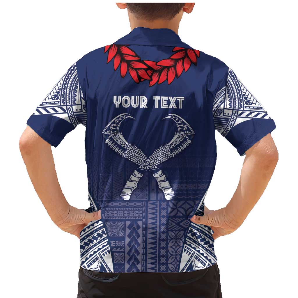 Personalized Talofa Samoa Family Matching Mermaid Dress and Hawaiian Shirt Ulafala With Toa Nifo'oti - Blue