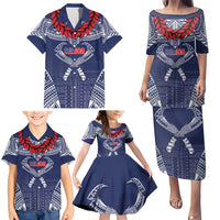 Personalized Talofa Samoa Family Matching Puletasi and Hawaiian Shirt Ulafala With Toa Nifo'oti - Blue LT7 - Polynesian Pride