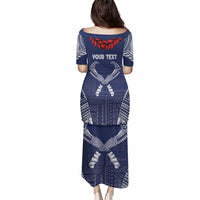Personalized Talofa Samoa Family Matching Puletasi and Hawaiian Shirt Ulafala With Toa Nifo'oti - Blue LT7 - Polynesian Pride
