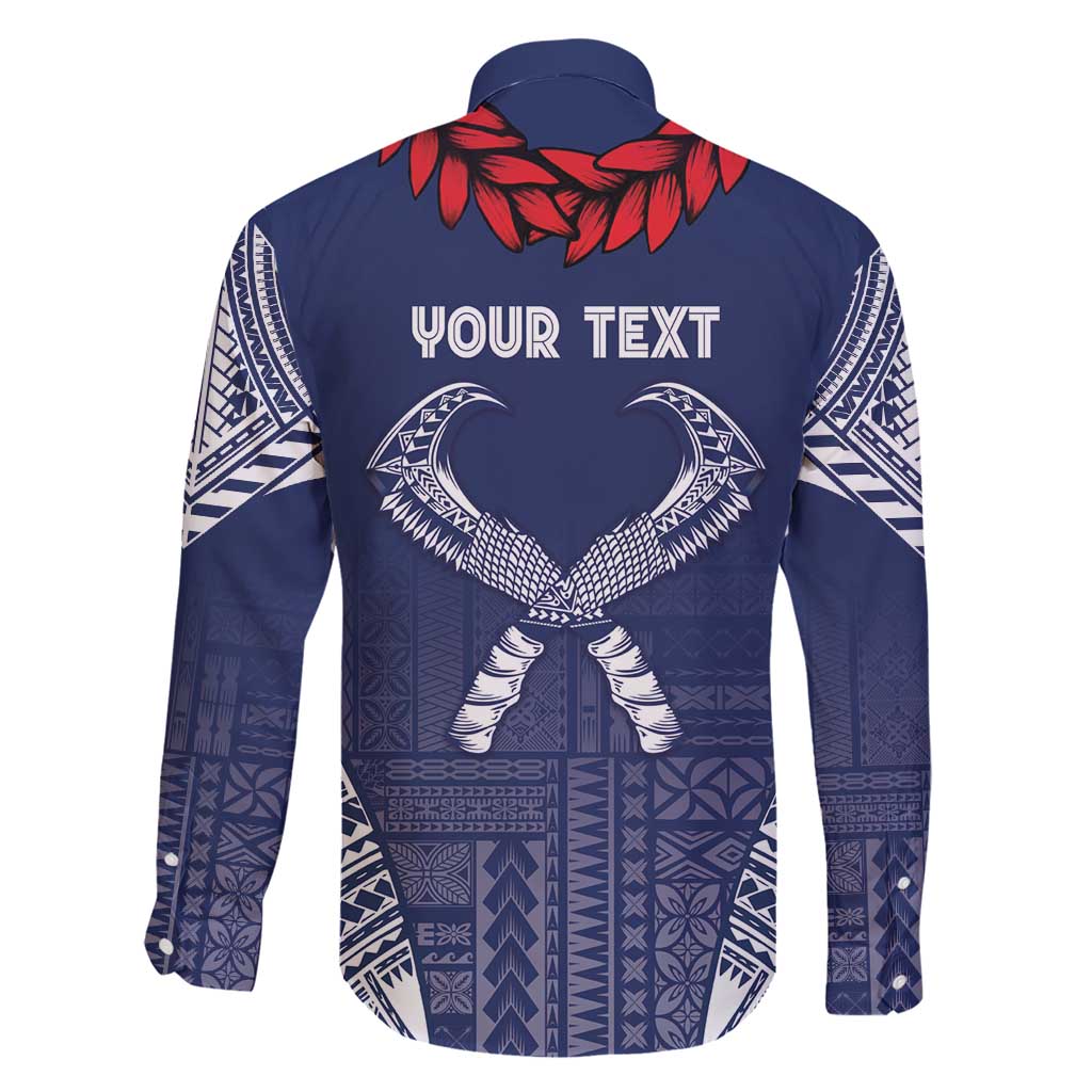 Personalized Talofa Samoa Family Matching Short Sleeve Bodycon Dress and Hawaiian Shirt Ulafala With Toa Nifo'oti - Blue