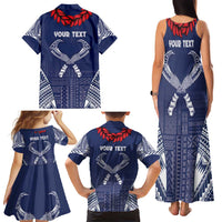 Personalized Talofa Samoa Family Matching Tank Maxi Dress and Hawaiian Shirt Ulafala With Toa Nifo'oti - Blue LT7 - Polynesian Pride