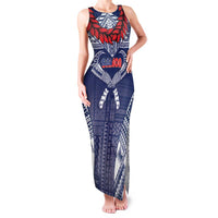 Personalized Talofa Samoa Family Matching Tank Maxi Dress and Hawaiian Shirt Ulafala With Toa Nifo'oti - Blue LT7 Mom's Dress Blue - Polynesian Pride