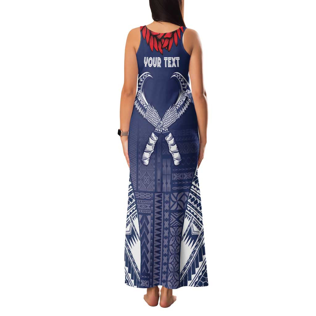 Personalized Talofa Samoa Family Matching Tank Maxi Dress and Hawaiian Shirt Ulafala With Toa Nifo'oti - Blue LT7 - Polynesian Pride