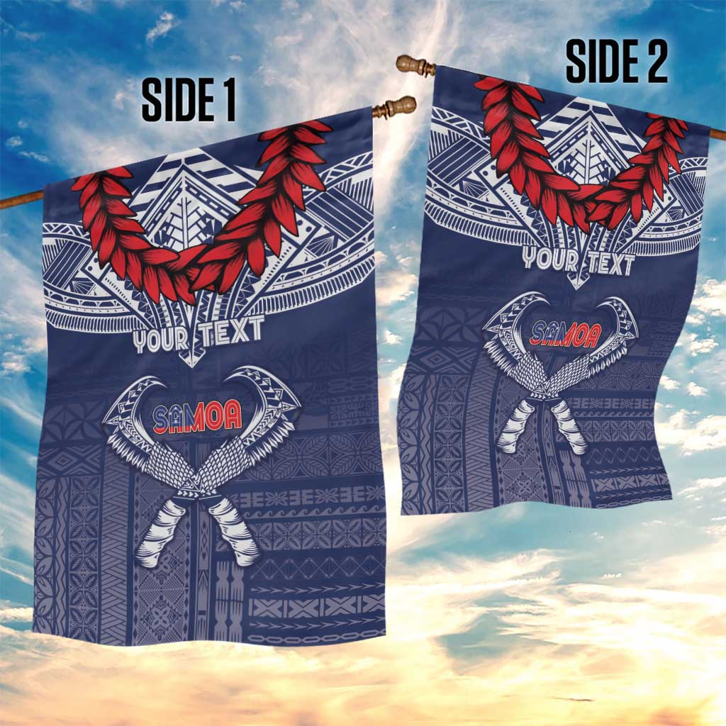 Personalized Talofa Samoa Garden Flag Ulafala With Toa Nifo'oti - Blue