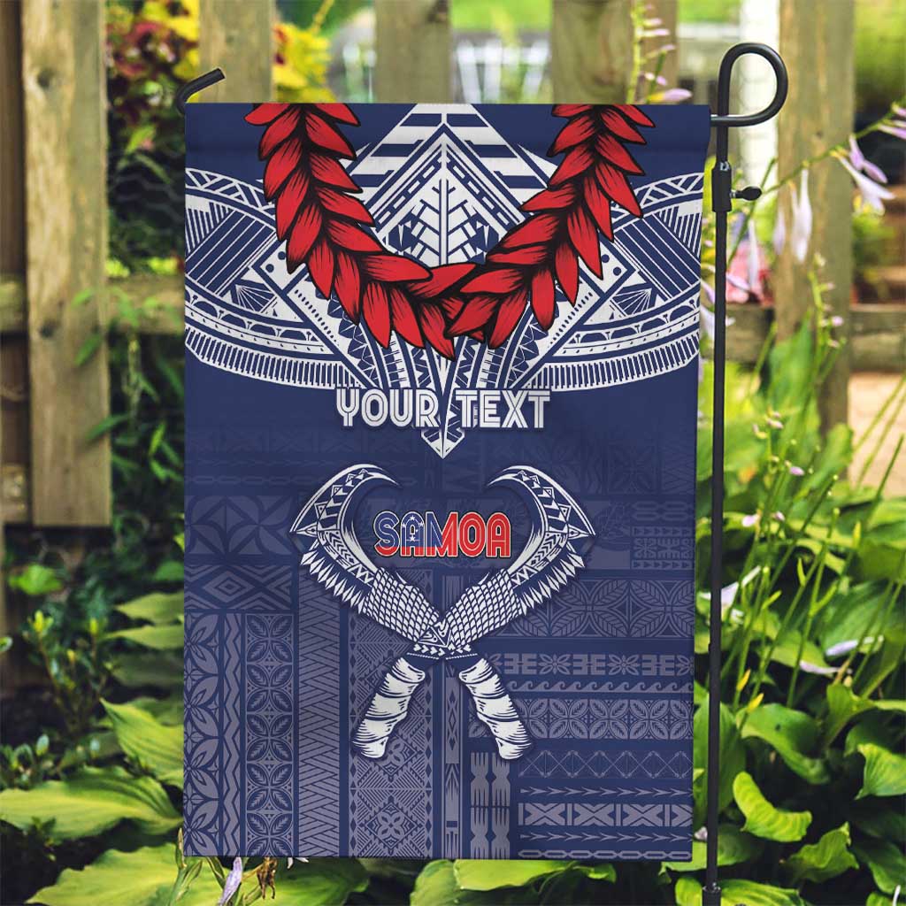 Personalized Talofa Samoa Garden Flag Ulafala With Toa Nifo'oti - Blue