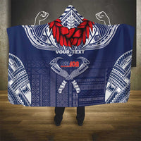 Personalized Talofa Samoa Hooded Blanket Ulafala With Toa Nifo'oti - Blue LT7 - Polynesian Pride