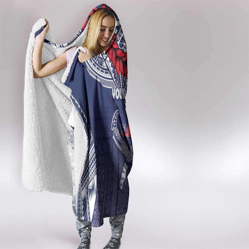 Personalized Talofa Samoa Hooded Blanket Ulafala With Toa Nifo'oti - Blue LT7 - Polynesian Pride