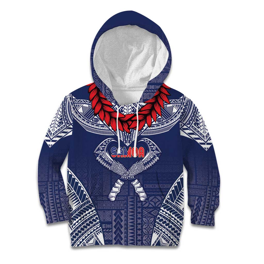 Personalized Talofa Samoa Kid Hoodie Ulafala With Toa Nifo'oti - Blue LT7 Hoodie Blue - Polynesian Pride