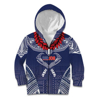 Personalized Talofa Samoa Kid Hoodie Ulafala With Toa Nifo'oti - Blue LT7 Zip Hoodie Blue - Polynesian Pride
