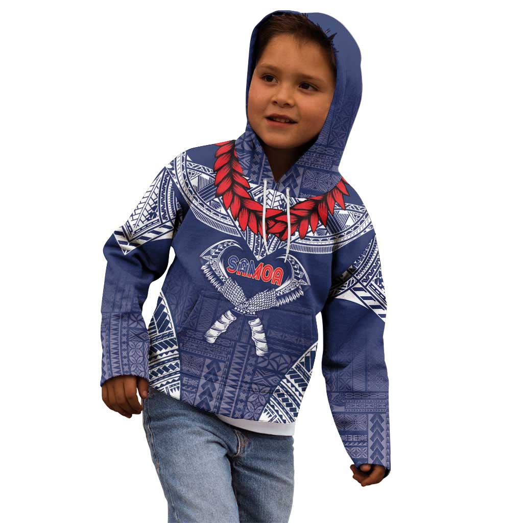 Personalized Talofa Samoa Kid Hoodie Ulafala With Toa Nifo'oti - Blue LT7 - Polynesian Pride