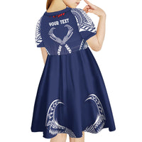 Personalized Talofa Samoa Kid Short Sleeve Dress Ulafala With Toa Nifo'oti - Blue LT7 - Polynesian Pride