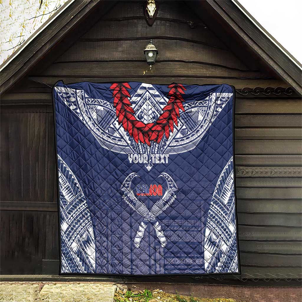 Personalized Talofa Samoa Quilt Ulafala With Toa Nifo'oti - Blue