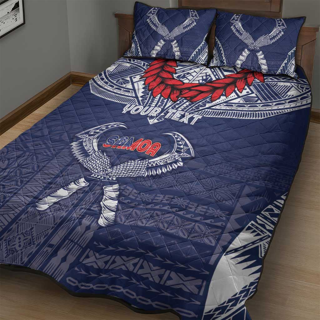 Personalized Talofa Samoa Quilt Bed Set Ulafala With Toa Nifo'oti - Blue