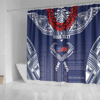 Personalized Talofa Samoa Shower Curtain Ulafala With Toa Nifo'oti - Blue