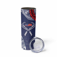 Personalized Talofa Samoa Skinny Tumbler Ulafala With Toa Nifo'oti - Blue