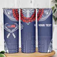 Personalized Talofa Samoa Skinny Tumbler Ulafala With Toa Nifo'oti - Blue