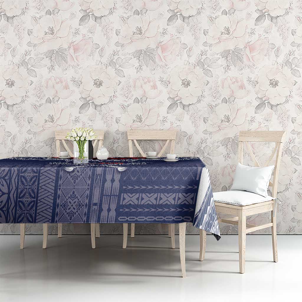 Personalized Talofa Samoa Tablecloth Ulafala With Toa Nifo'oti - Blue