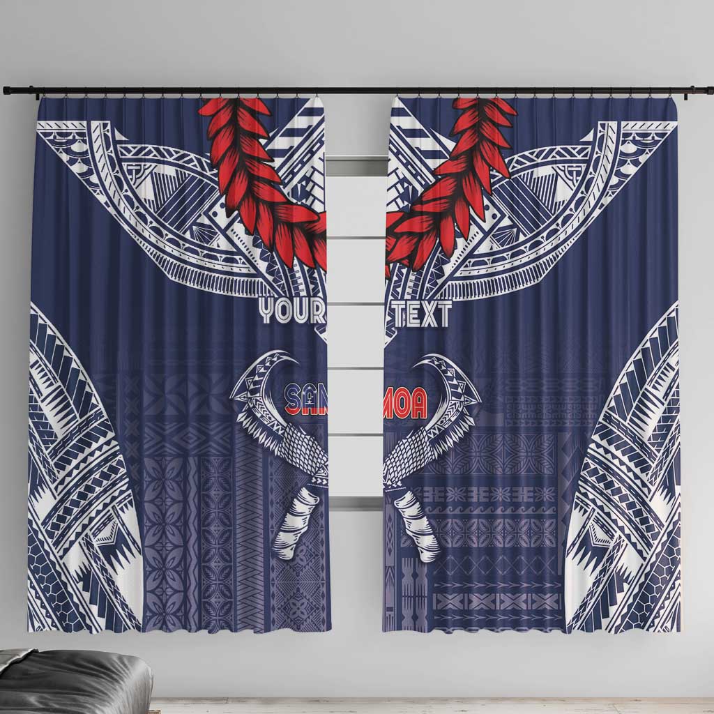Personalized Talofa Samoa Window Curtain Ulafala With Toa Nifo'oti - Blue