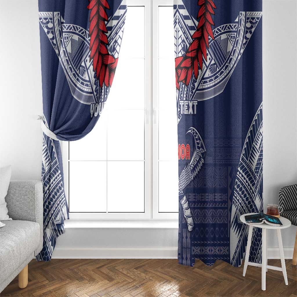 Personalized Talofa Samoa Window Curtain Ulafala With Toa Nifo'oti - Blue